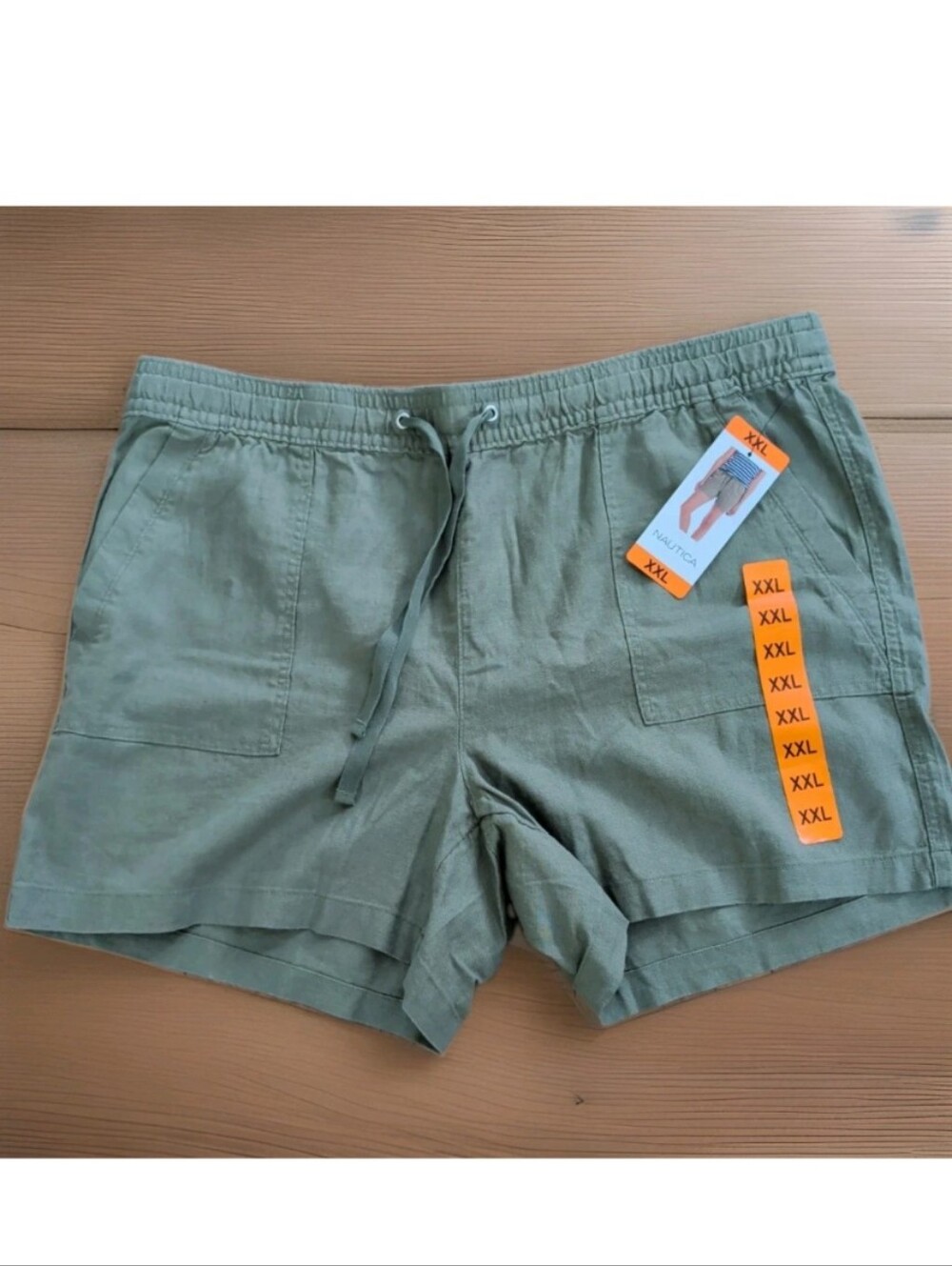 NEW! Nautica Women's Elastic Drawstring Linen Blend Shorts 2XL Olive GREEN XXL